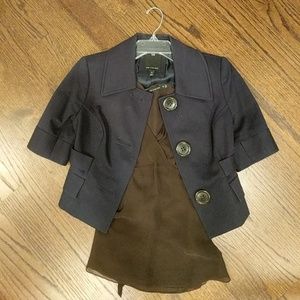 The Limited brown dress shirt with navy jacket, xs